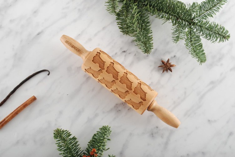 Laser engraved rolling pin for  cookies with Amercian Cocker Spaniel dog