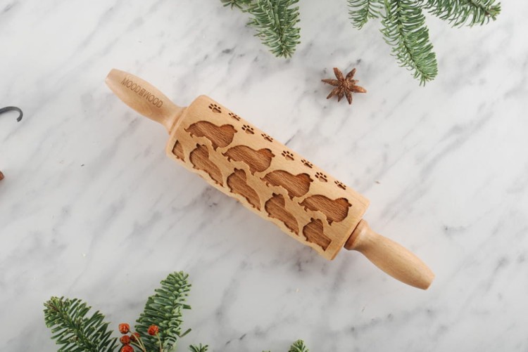 Mini grawerowany wałek do ciasta w psy rasy Collie Rough