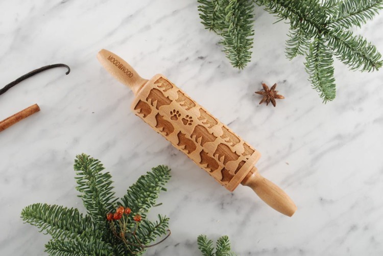 Mini grawerowany wałek do ciastek w koty