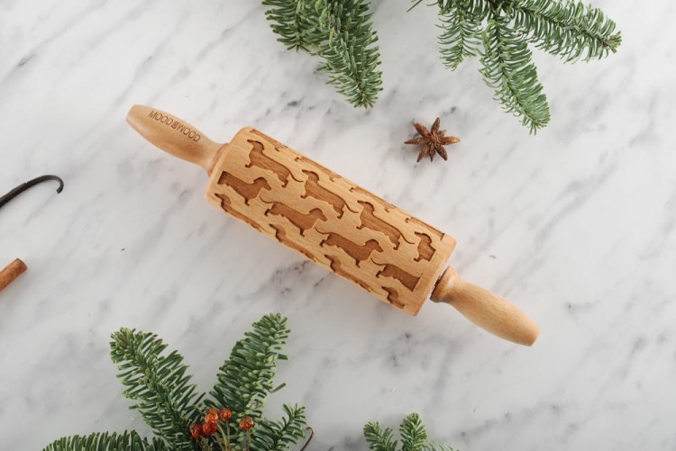 Mini wałek do ciasta w psy jamniki - od Mood for Wood