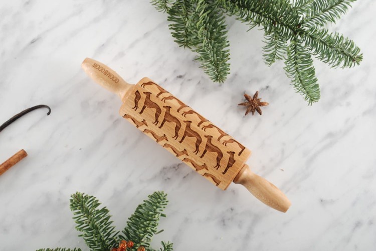 Mini wałek grawerowany z psami rasy Whippet