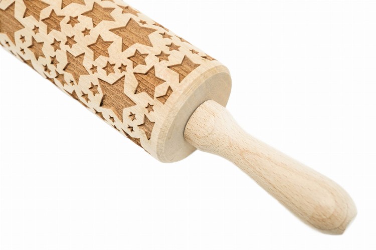 engraved beechwood rolling pin handmade