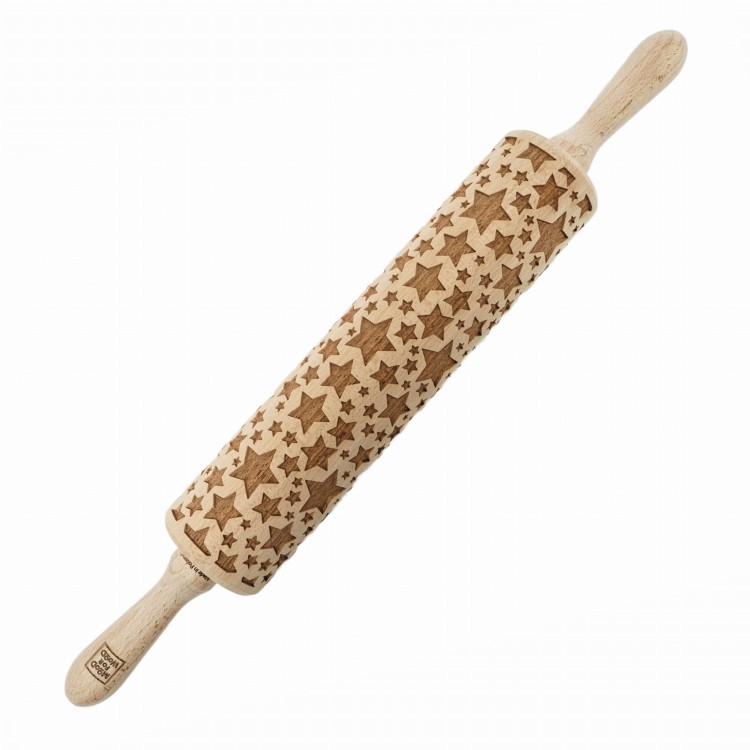 engraved beechwood rolling pin handmade