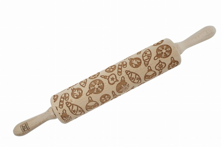 eco friendly engraved rolling pin baubles