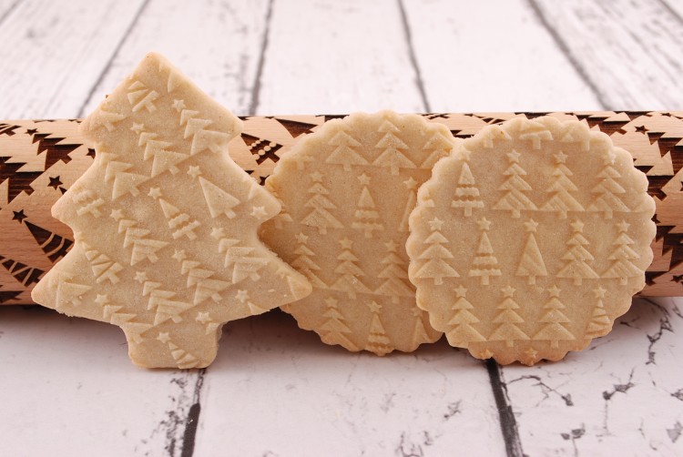 Bukowy wałek ozdobny choinki wypukły wzór po jednym przetoczeniu