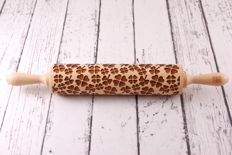 decorative rolling pin for shortcrust lucky clover