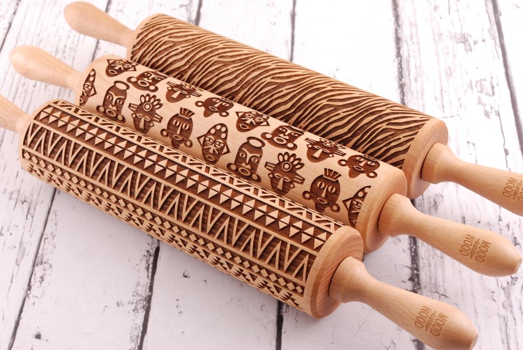 Laser engraved embossing rolling pins