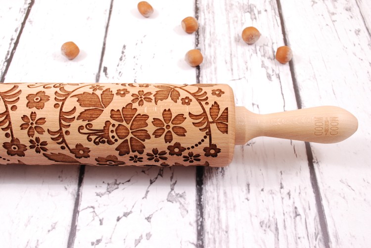 engraved wooden rolling pin Tuscany