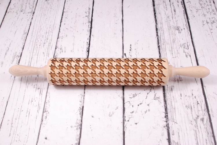 Cookie rolling pin houndstooth – deep engraving on shortcrust