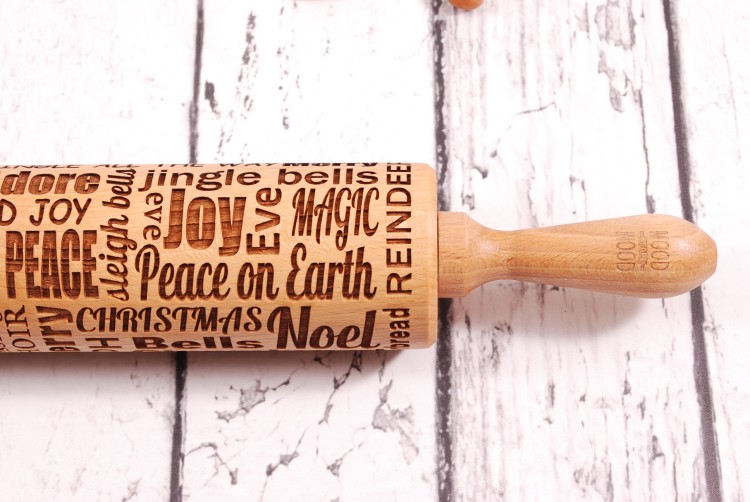 Engraved wooden rolling pin Koleda from beech – cookies