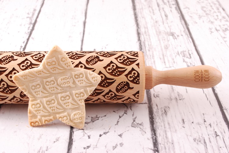 Beech owl rolling pin for fondant and shortcrust Mood for Wood