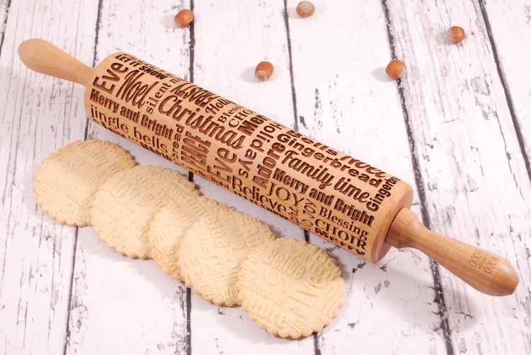 Christmas Carol motif rolling pin for gingerbread – clear pattern