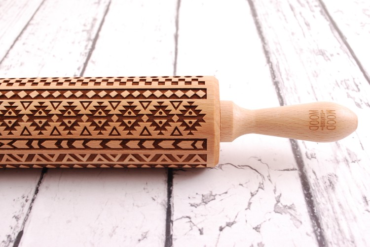 engraved wooden rolling pin aztec mood for wood