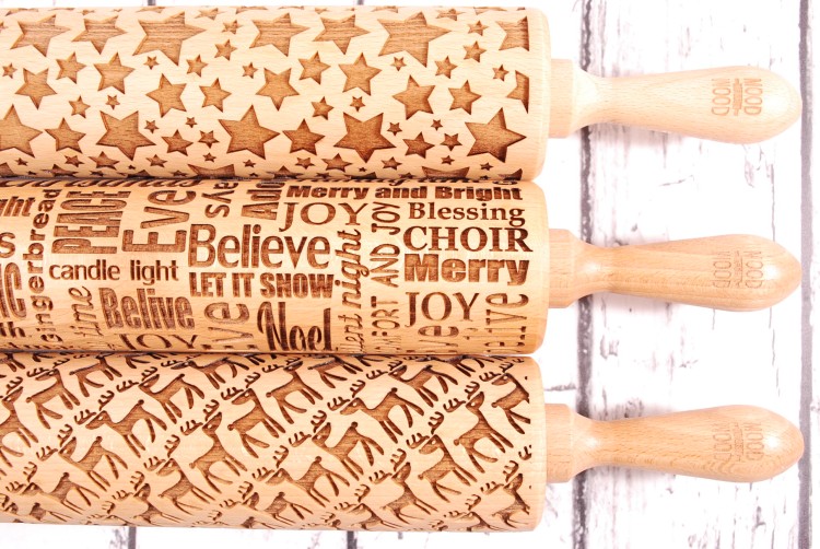 Set of rolling pins, Christmas designs