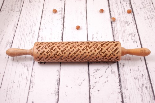 Wooden engraved rolling pin for gluten free diet cookies