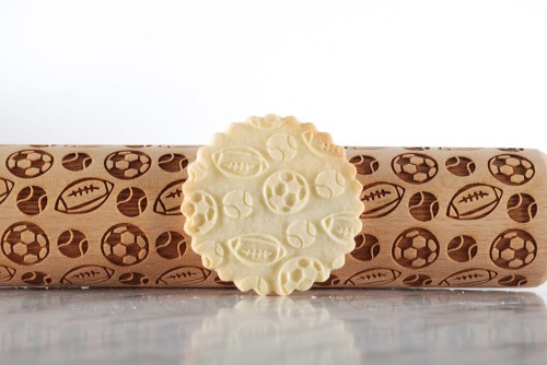 beechwood rolling pin deep engraving for cookies
