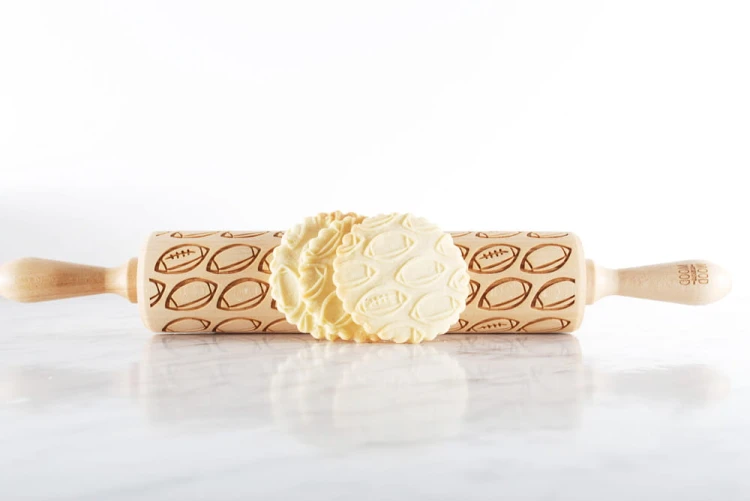 rugby cookie roller beech wood sports motif