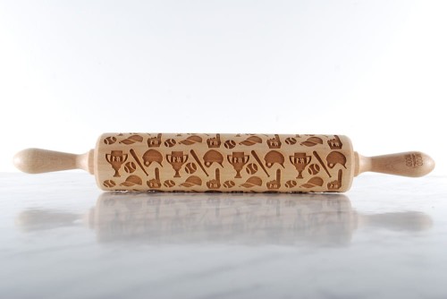 beech rolling pin baseball for cookies raised relief