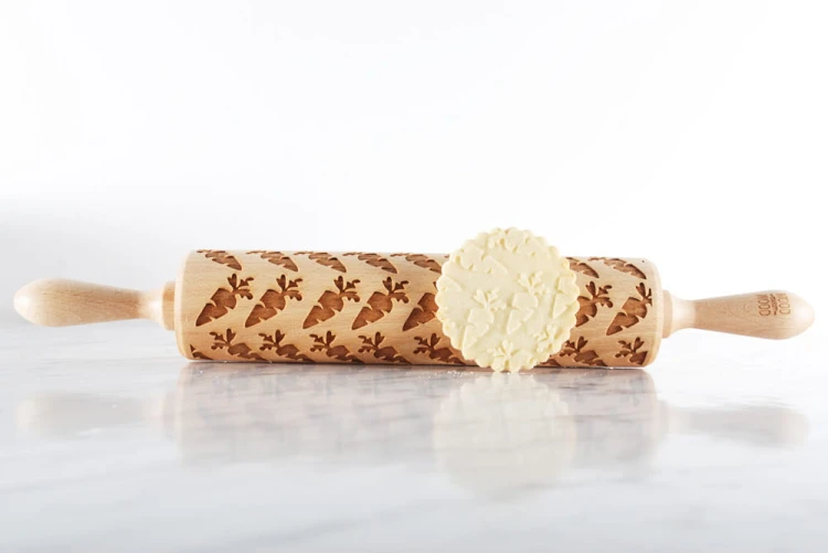 beech rolling pin carrot vegan gift for cookies