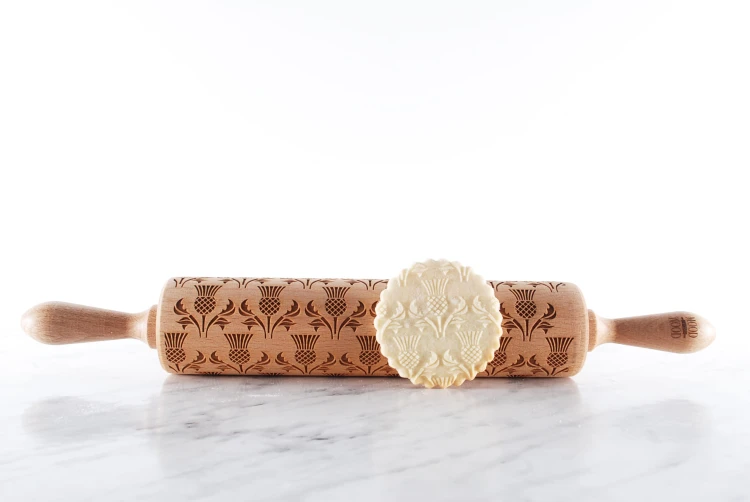 beech cookie rolling pin thistle raised pattern Mood for Wood
