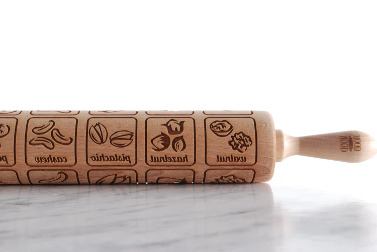 Rolling pin for nut biscuits