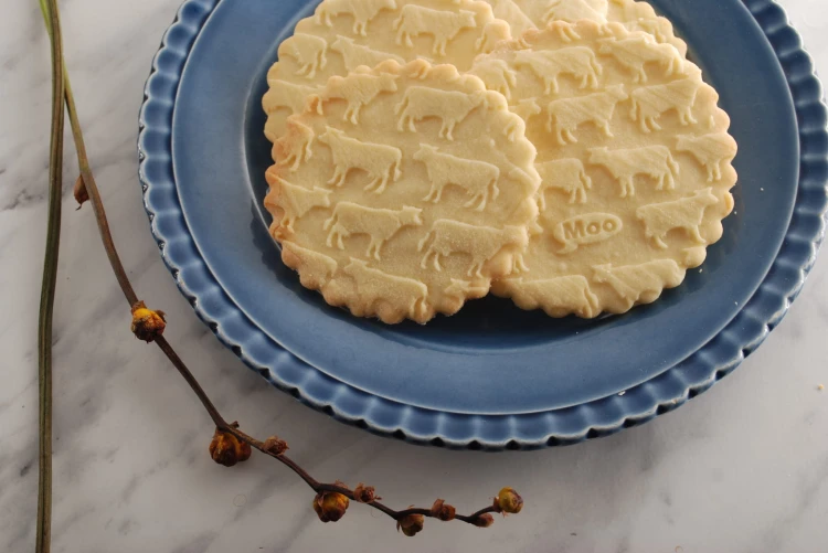 Gingerbread rolling pin with cows — one-pass imprint