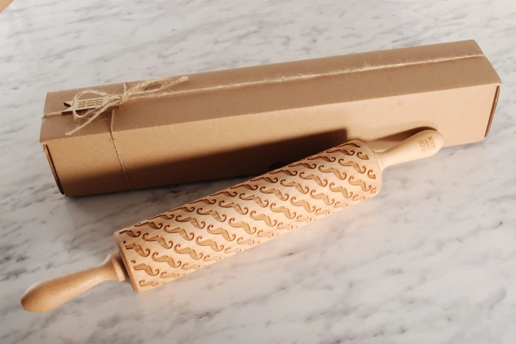 fondant rolling pin mustache pattern raised effect