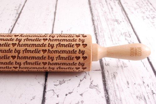 Wooden decorative rolling pin for cookies