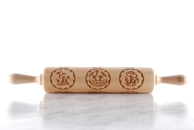 handmade beech rolling pin mushrooms design  Mood for Wood