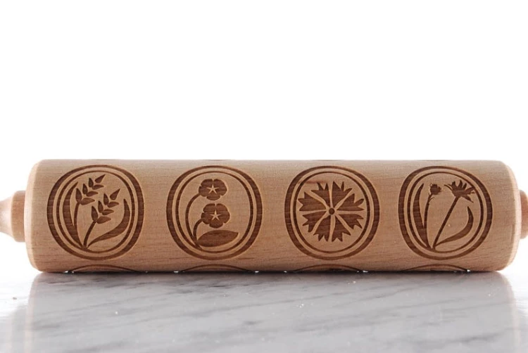 wooden rolling pin flowers family gift