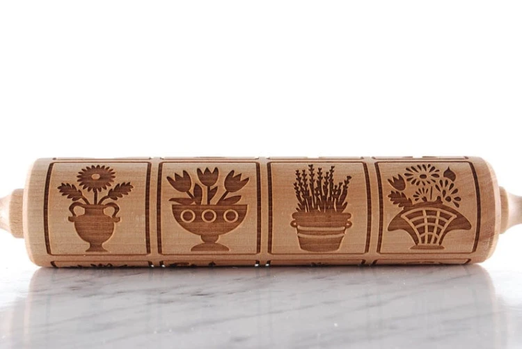 Family baking floral rolling pin gift idea