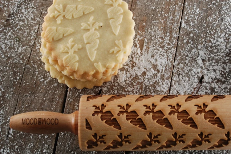 Mini wooden laser engraved rolling pin with carrots