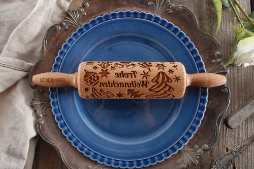 Frohe Weihnachten wooden mini roller
