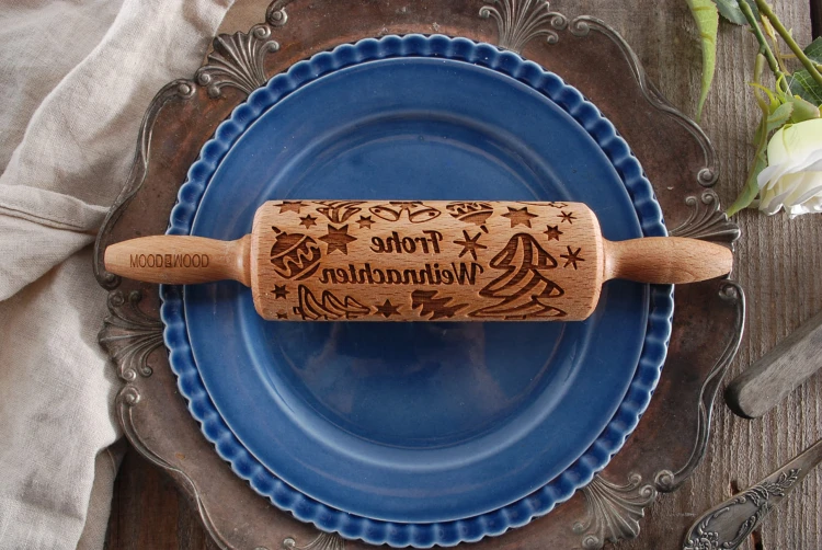 Frohe Weihnachten wooden mini roller