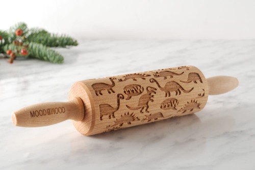 Mini embossed rolling pin with dinos