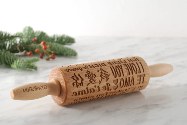Mini wooden laser engraved rolling pin  for Valentine's Day - for Mood for Wood