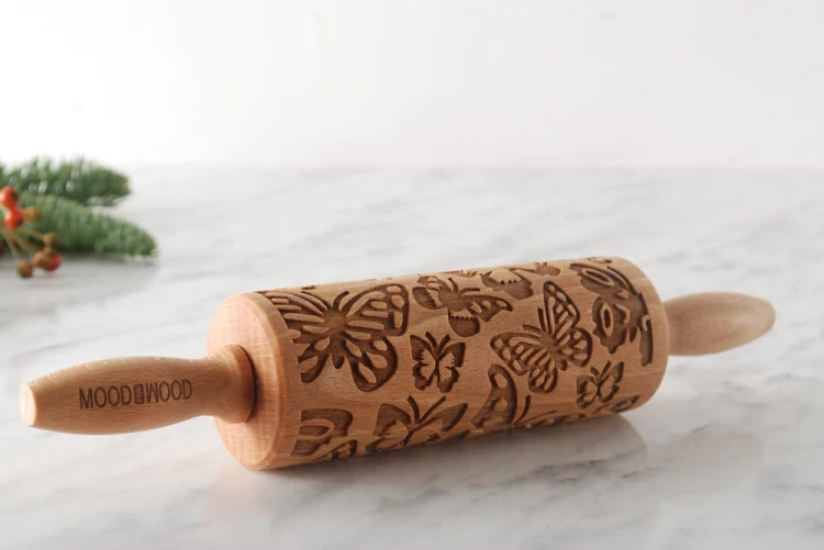 Mini embossing rolling pin with butterflies