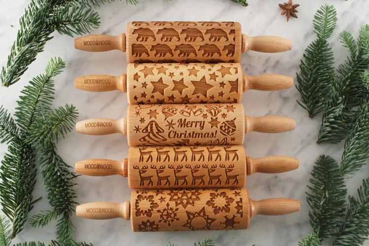 Set of 5 mini rolling pins for cookies - bestseller