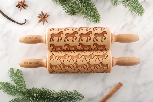 Set of two mini rolling pins with horses