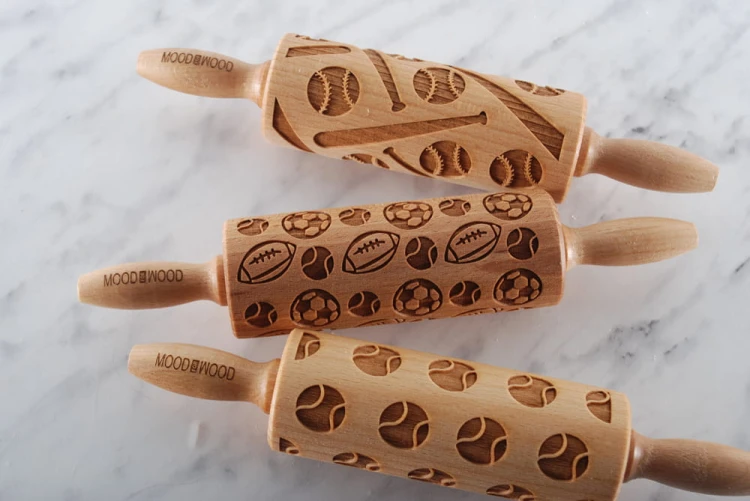 Zestaw 3 mini wałków do ciastek w piłki sportowe - od Mood for Wood