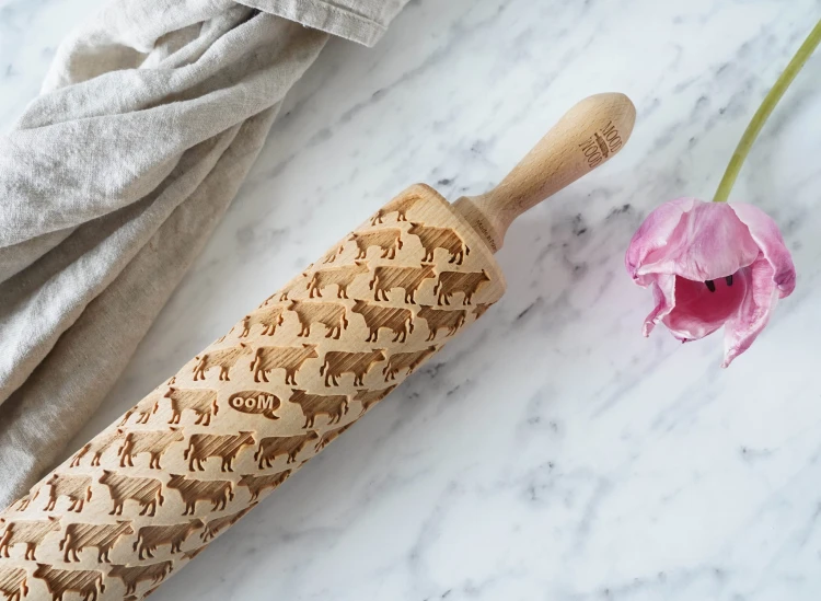 Christmas gift idea — cow motif rolling pin