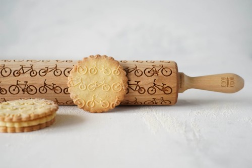 wooden rolling pin bicycle motif from Moodforwood