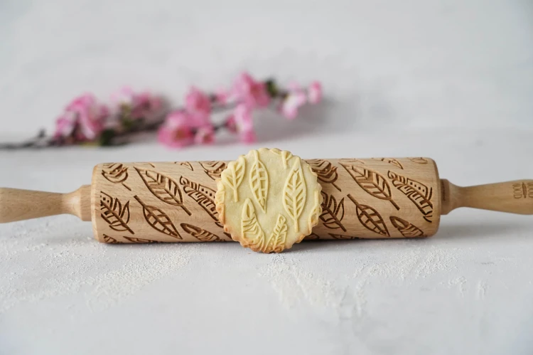 engraved wooden rolling pin for Christmas cookies