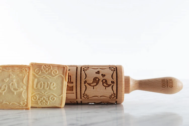 engraved wooden rolling pin Lovers wedding gift