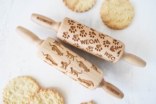 Set of 2 Mini rolling pins for cat lover