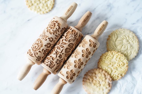 Set of three wooden rolling pins for cookies - from Mood for Wood