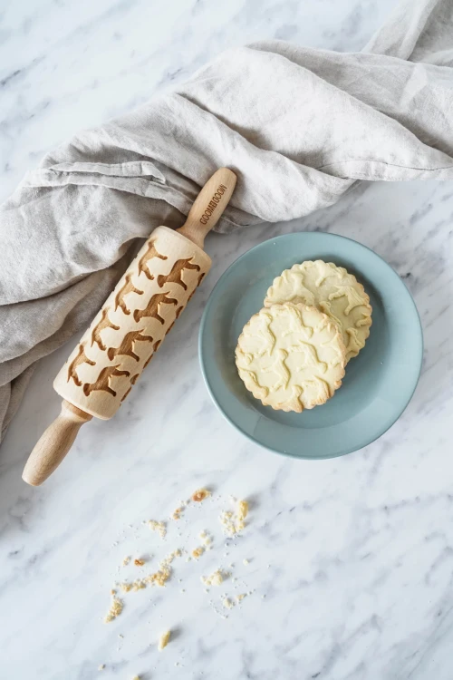 Mini wooden embossing rolling pin Bedlington terrier