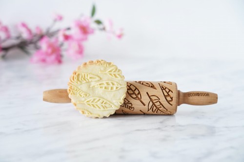 Mini  grawerowany wałek do ciastek w pióra