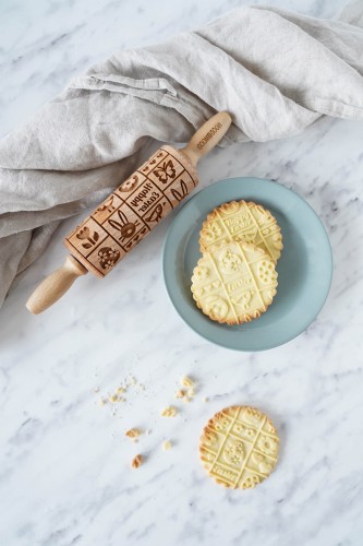 Mini laser engraved wooden rolling pin with Easter design