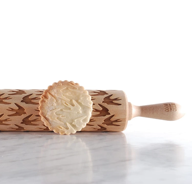 swallows bird motif rolling pin for cookies